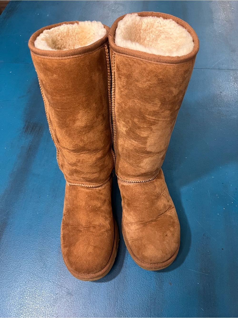UGG Tall Chestnut Suede Shearling-Lined Boots